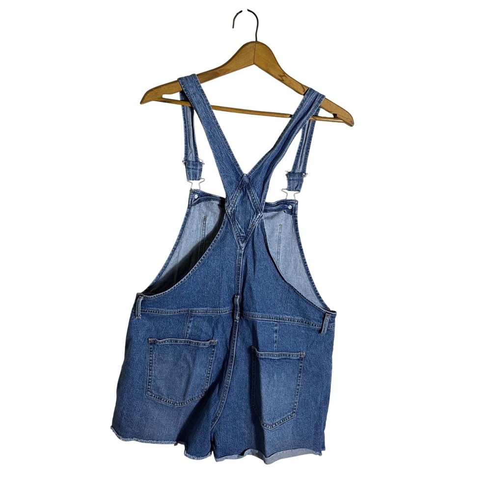 No Boundaries Womens Denim Shortalls Medium Wash Blue Raw Hem Size L 11-13 - Picture 6 of 8